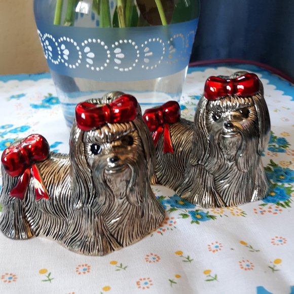 Silver plate Yorkie Salt & Pepper Shakers - Picture 10 of 10
